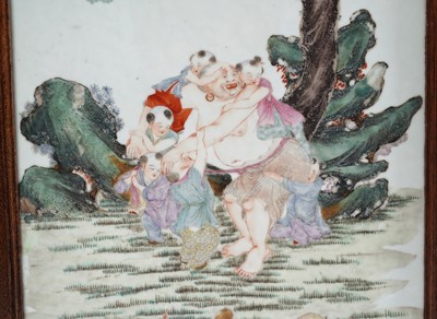 Lot 320 - A Chinese porcelain two-fold screen