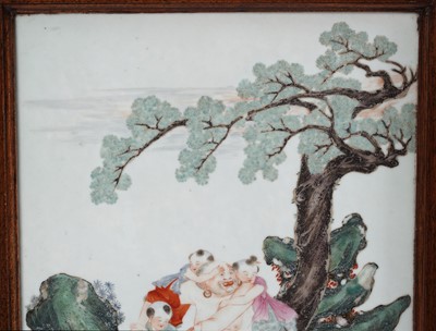 Lot 320 - A Chinese porcelain two-fold screen