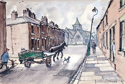 Lot 270 - Norman Cornish - Pit Village Street | watercolour