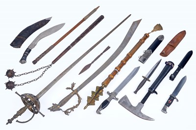 Lot 320 - A collection of reproduction swords and other weaponry