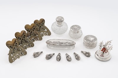 Lot 339 - An Edwardian silver menu card holder; and other items