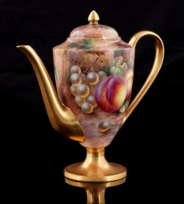 Lot 415 - A Royal Worcester fruit painted coffee pot