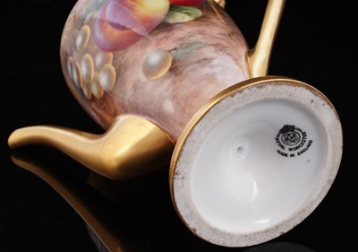 Lot 415 - A Royal Worcester fruit painted coffee pot
