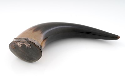 Lot 326 - A late Victorian Scottish silver mounted cow horn snuff mull