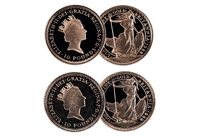 Lot 274 - Royal Mint: two gold proof Britannia 1/10oz ten-pounds