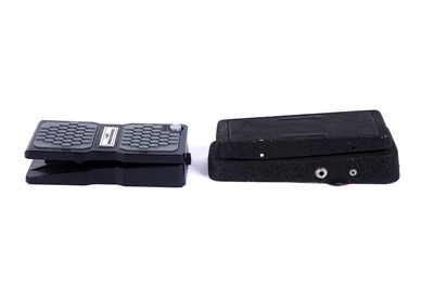 Lot 172 - Four guitar pedals; and a foot rest