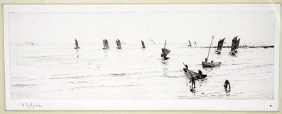 Lot 773 - William Lionel Wyllie - Cobles on the coast with fishermen | etching
