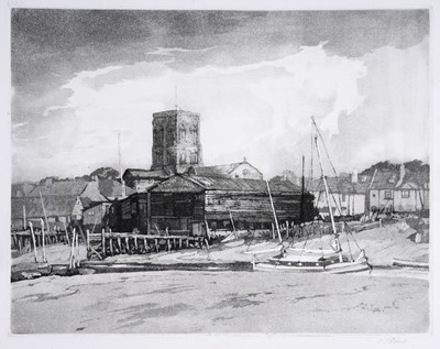 Lot 557 - William Palmer Robins - Stow & Son Yacht Depot, Shoreham-by-Sea, Sussex | aquatint