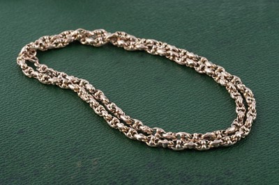 Lot 143 - A late 19th Century fancy-link gold necklace