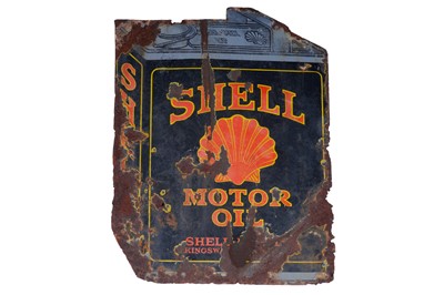 Lot 614 - A rare double-sided Shell-Mex Motor Oil enamel advertising sign