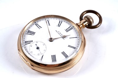 Lot 801 - American Watch Co., Waltham Massachusetts: an 18ct yellow gold cased open faced pocket watch