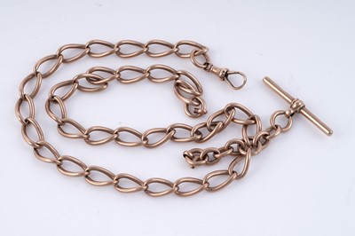 Lot 68 - A 9ct rose gold double "Albert" curb-link watch chain