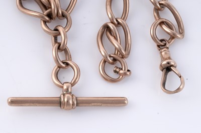 Lot 68 - A 9ct rose gold double "Albert" curb-link watch chain