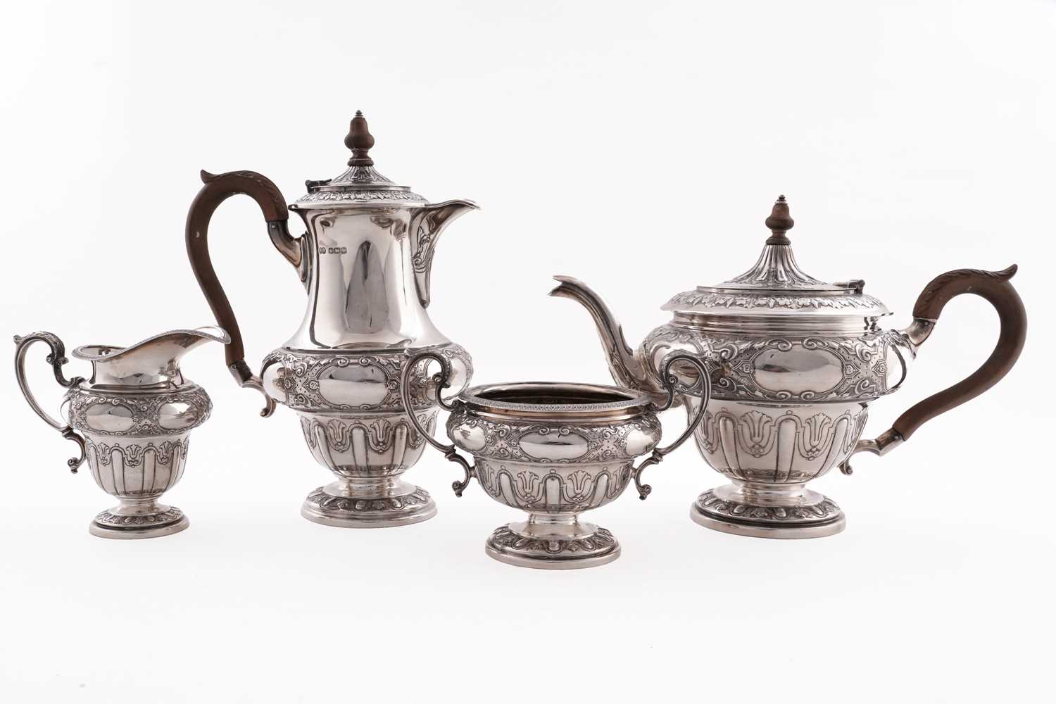 Lot 227 - A George V silver four-piece tea service