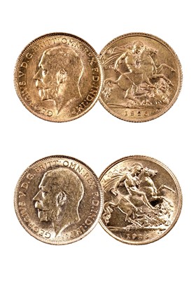Lot 439 - Two George V gold half sovereigns