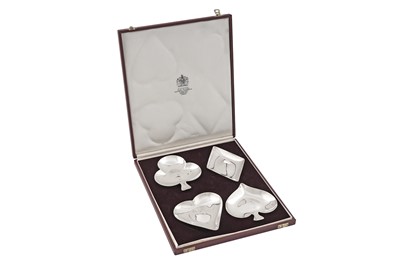 Lot 31 - An Elizabeth II cased set of four silver novelty dishes