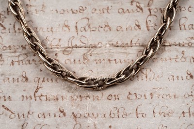 Lot 864 - A 9ct gold fancy-link necklace