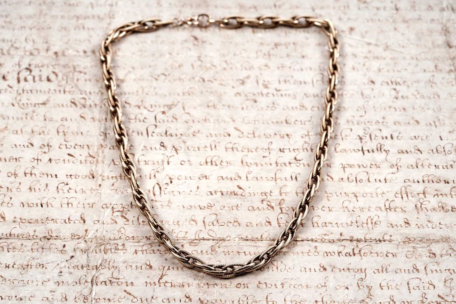 Lot 864 - A 9ct gold fancy-link necklace