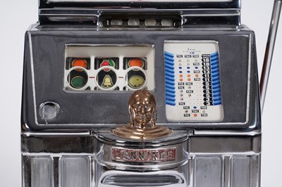 Lot 48 - Jennings & Company Chicago Illinois, ‘The Governor’, Indian head mascot chrome plated one arm bandit
