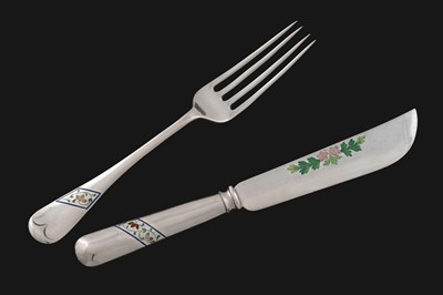 Lot 56 - An early 20th Century Chinese silver knife and fork