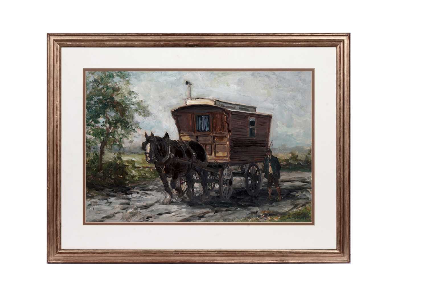 Lot 327 - John Falconar Slater - A Horsedrawn Caravan | oil