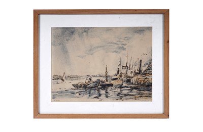 Lot 582 - William Palmer Robins - Fishermen at port | lithograph