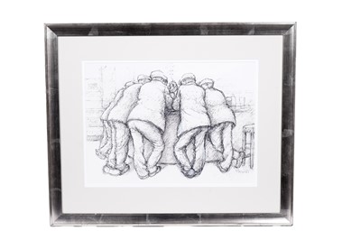 Lot 282 - Norman Cornish - Five Men at Bar | Flo-Master pen