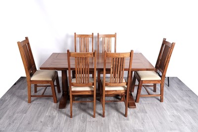 Lot 98 - John Lewis: a Monastery Collection hardwood refectory dining table; and a set of six chairs