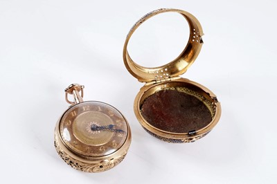 Lot 807 - Thomas Grignion, Covent Garden, London: a yellow gold and enamel pair-cased repeating pocket watch
