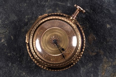 Lot 807 - Thomas Grignion, Covent Garden, London: a yellow gold and enamel pair-cased repeating pocket watch