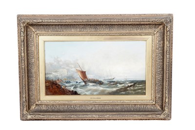 Lot 169 - Attributed to William Henry Williamson - Coastal view with boats caught in a storm | oil