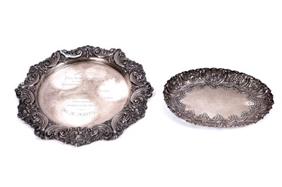 Lot 51 - A 20th Century Portuguese silver salver; and a Victorian silver dish