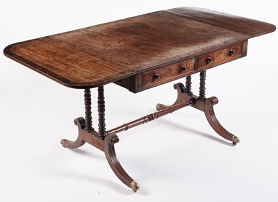 Lot 12 - A Regency inlaid mahogany and walnut banded sofa table