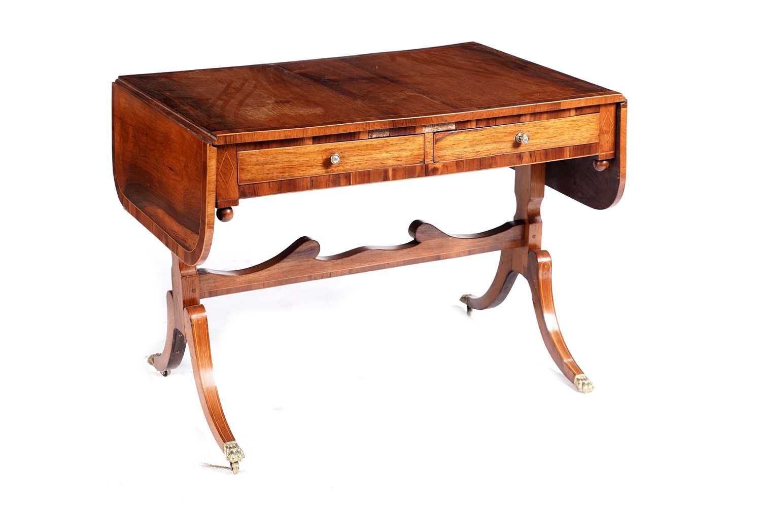 Lot 13 - A George III inlaid walnut and banded sofa table