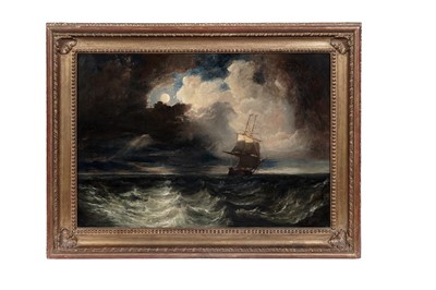 Lot 214 - John Wilson Carmichael - Moonlit seascape with a brig | oil