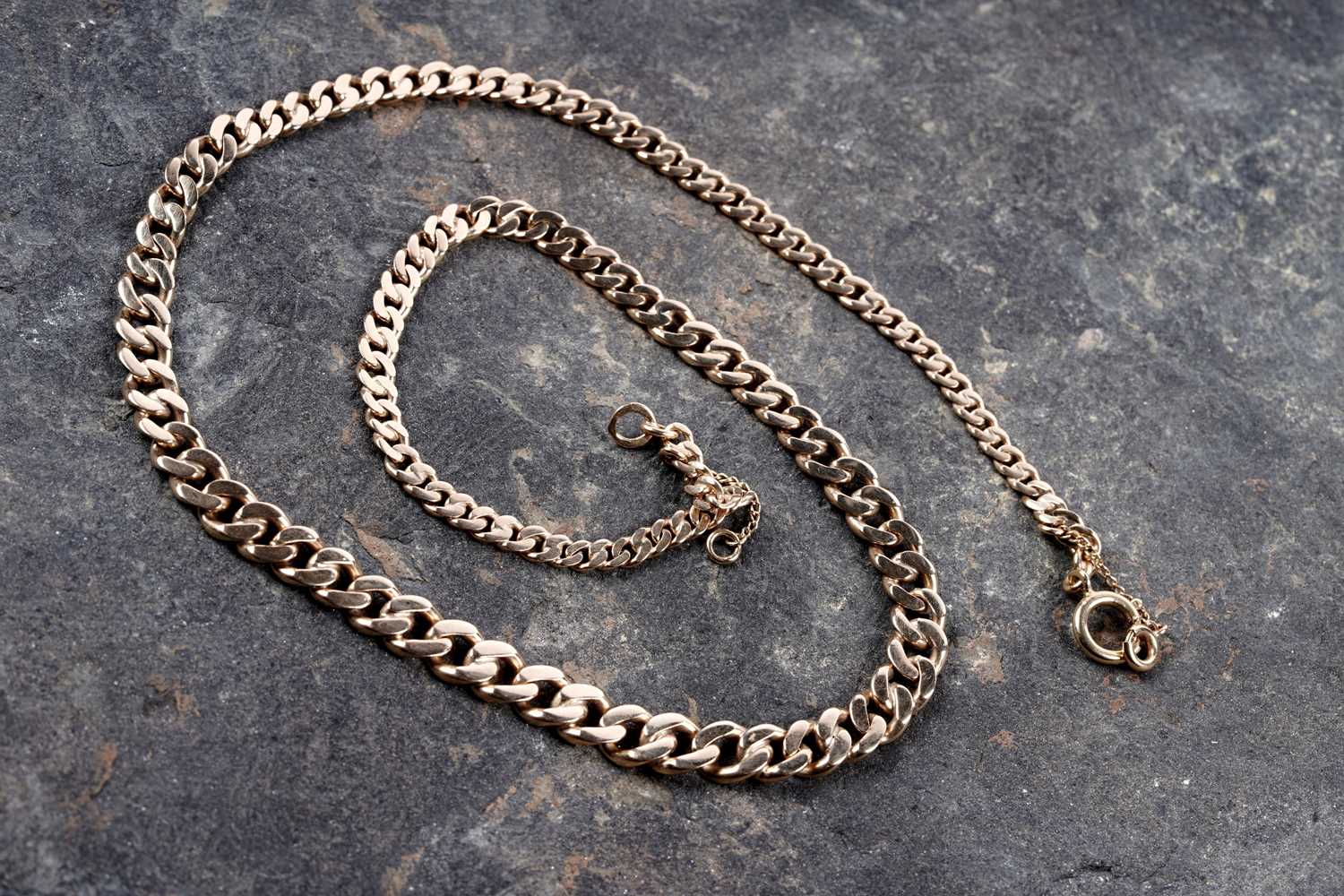 Lot 85 - A Swedish 18K gold flat curb-link necklace