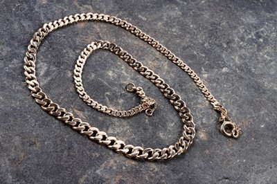 Lot 85 - A Swedish 18K gold flat curb-link necklace