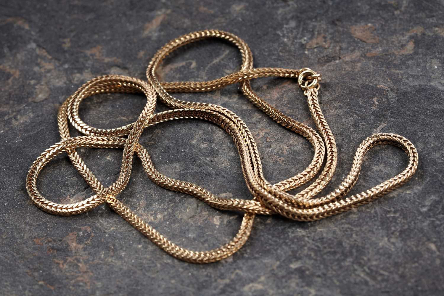 Lot 988 - An 18ct yellow gold fancy link necklace