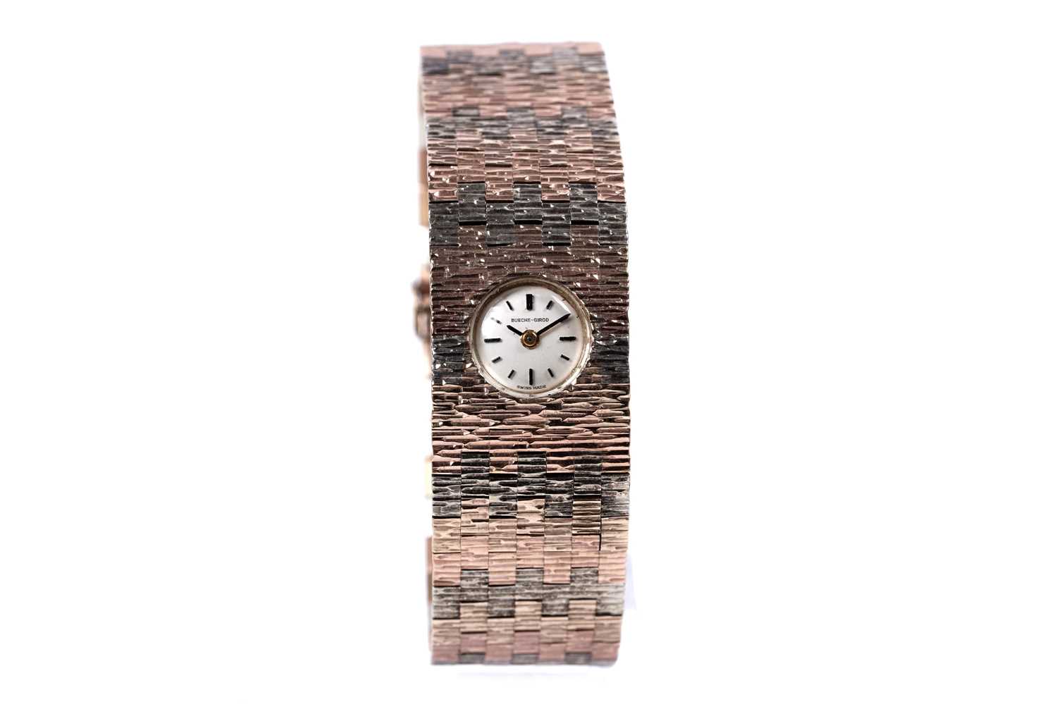 Lot 780 - Bueche Girod: a 9ct yellow, white and rose gold cocktail watch