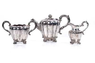 Lot 184 - An early Victorian silver three-piece tea set
