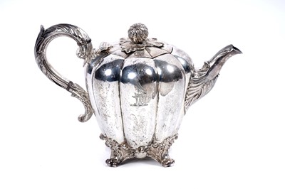 Lot 184 - An early Victorian silver three-piece tea set