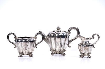 Lot 184 - An early Victorian silver three-piece tea set