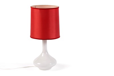 Lot 51 - Jacob E. Bang for Holmegaard: a white glass baluster shaped table lamp