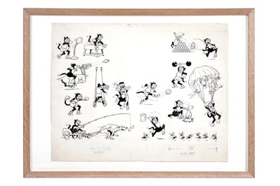 Lot 3 - A sheet of original artwork featuring Korky the Cat