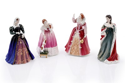 Lot 349 - A collection of four boxed Royal Doulton ‘Queens of the Realm’ ceramic figures