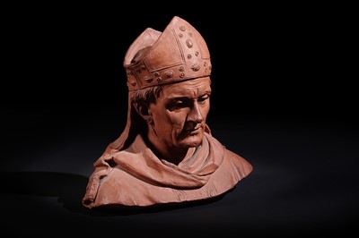 Lot 474 - A late 19th Century terracotta bust of a Cardinal