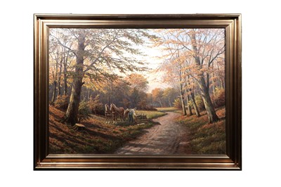 Lot 97 - Alfred Valdemar Larsen - Logging scene | oil