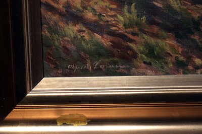 Lot 97 - Alfred Valdemar Larsen - Logging scene | oil