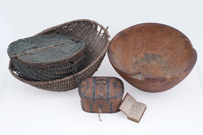 Lot 193 - Two early 20th Century wicker creels; and other items
