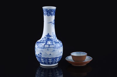 Lot 321 - A Nanking Cargo teabowl and saucer; and a bottle vase